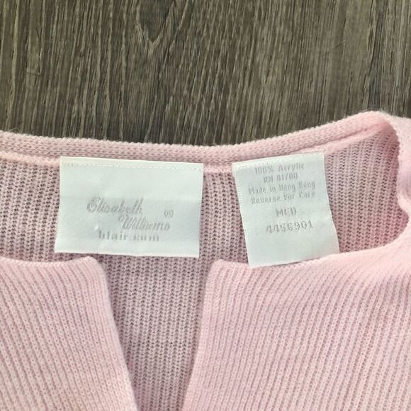 Elizabeth Williams Soft Acrylic Pink Long Sleeve Button Up Sweater Size Medium - Picture 3 of 9